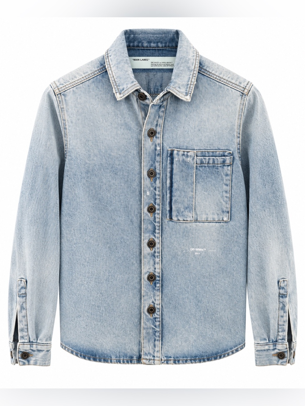 Off-White Washed Light Blue Denim Shirt Jacket
